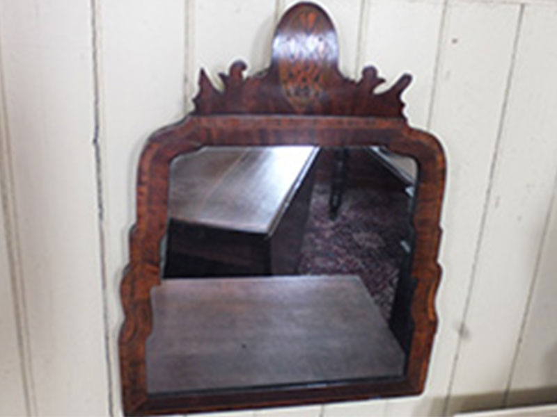 18th century crossbanded walnut framed mirror